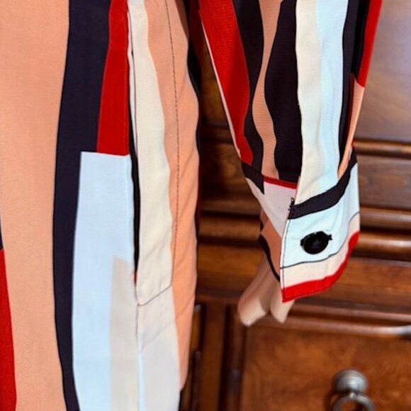 NWOT G by Giuliana Red Multi Stripe Side Slit Belted Maxi Dress Maxi Cardigan - Picture 13 of 16